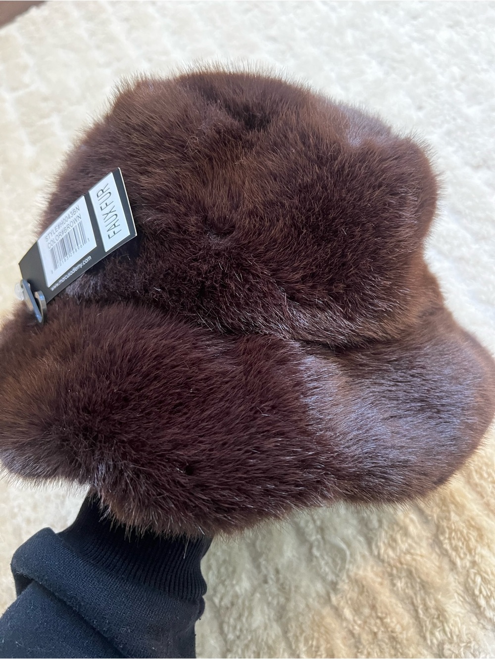 NWT Luxurious Brown Faux Fur Bucket Hat